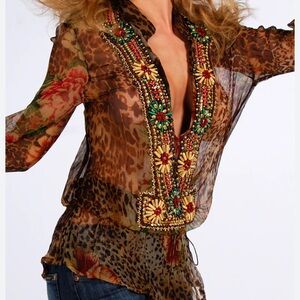 Y2K MONIQUE LESHMAN Silky Beaded Tunic